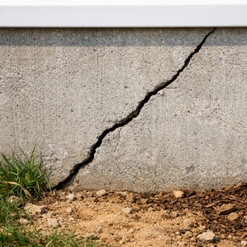 Foundation with a significant crack in the foundation